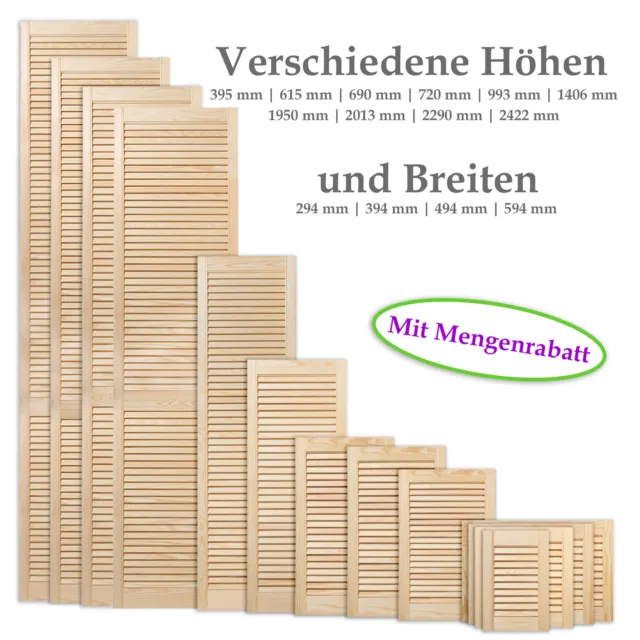 Lamellentür unbehandelt natur offene Lamellentüren Schranktür Kiefernholz