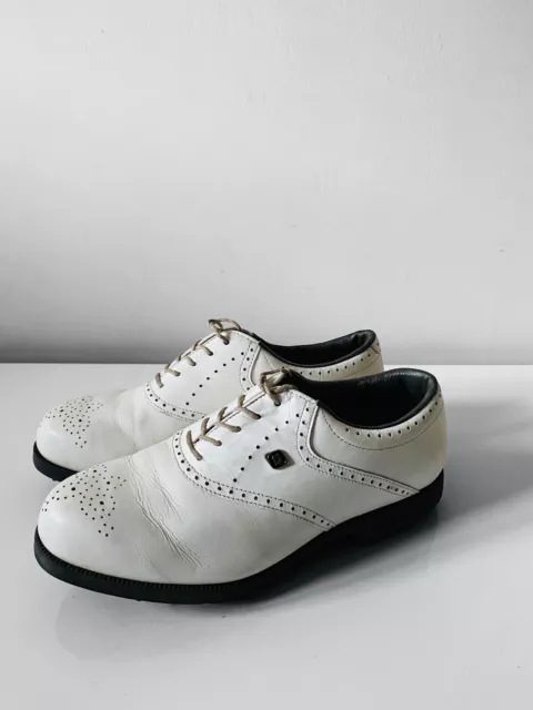 Footjoy Golf Aqualites Women’s White Leather Brogues Shoes Size UK 5.5 W Vintage 2