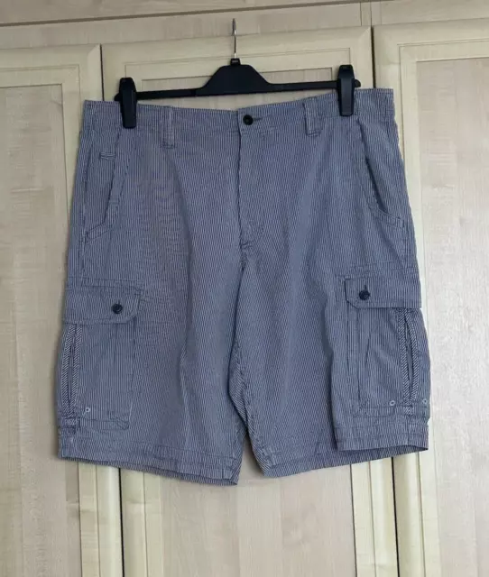 Pantalones Cortos de Carga M&S Azul Puerto Azul Rayas Informales Ropa de Trabajo - Para Hombres Talla W38 38