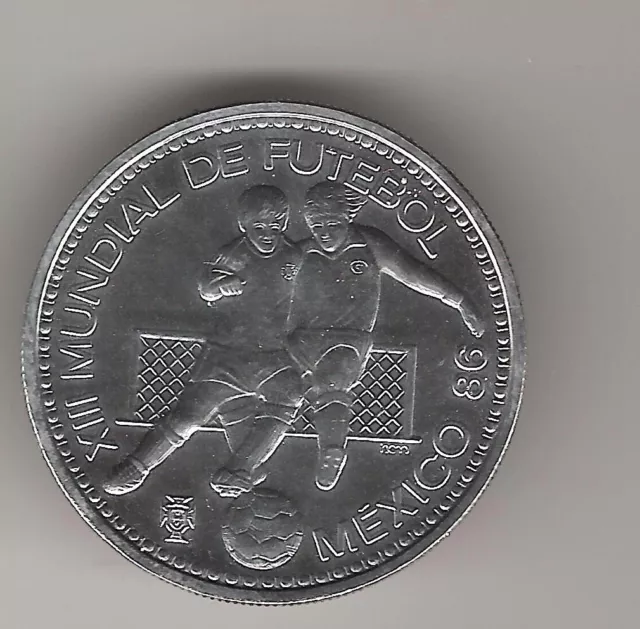 PORTUGAL, 100 ESCUDOS PLATA (16,5 grs ley 925 mls) 1986 MUNDIAL FÚTBOL MÉXICO 86