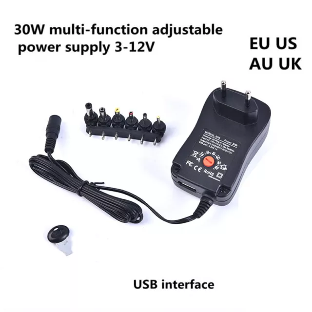 Adapter Adjustable Power Supply 3V 4.5V 5V 6V 7.5V 9V 12V 2A 2.5A AC/DC US S-wf