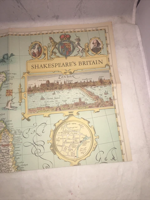 VTG 1964 National Geographic Shakespeare's Great Britain Ireland England Map