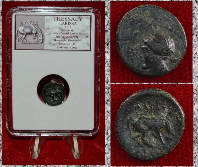 Ancient Greek Coin THESSALY LARISSA Nymph Larissa and Horse