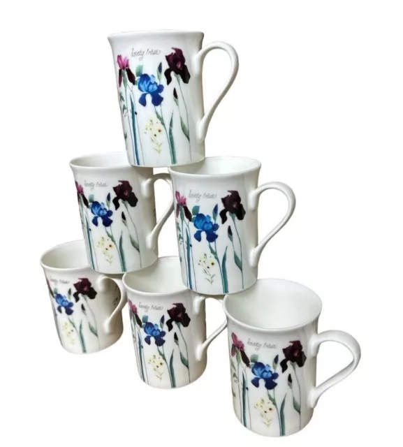 6 mixed flowers mugs Fine Bone China Coffee Tea Mug Set home kitchen offfice
