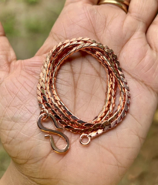 Collana con catena di grano in rame puro da 22 pollici, gioielli