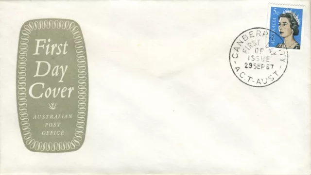 1967 Australian Stamps - Decimal Definitive Queen Elizabeth 5c Coil Stamp FDC