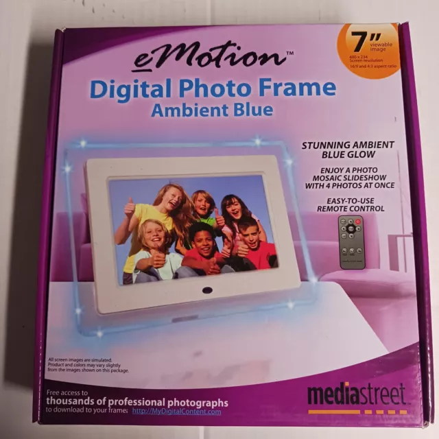 eMotion 7" Digital Photo Frame w/remote New in Box open box