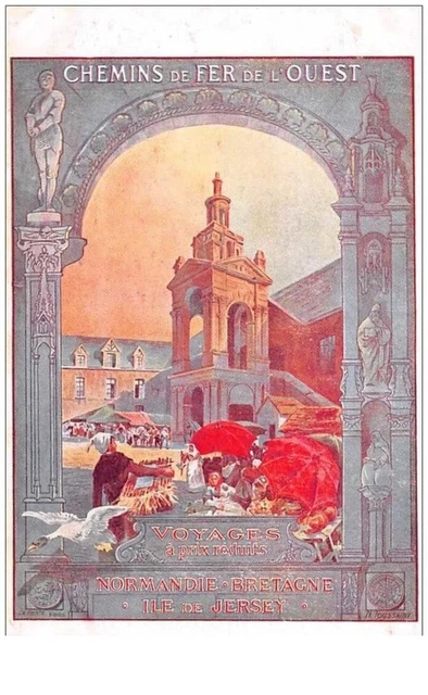 publicitaire. n° 48032 . jersey bretagne normandie. chemin de fer de l ouest.a