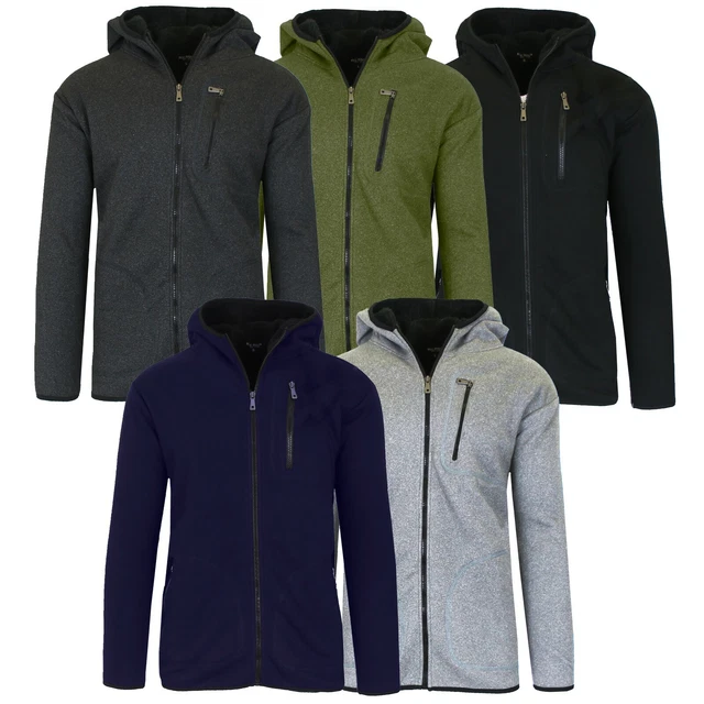 Men's Heavy Weight Sherpa Fleece Lined Hoodie Sweater Jacket - Full Zip - S-XXL