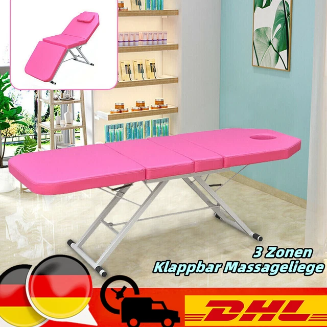 Tumbona de masaje plegable móvil tumbona cosmética SPA salón cama de masaje rosa 3 zonas