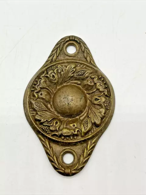 Single Vintage Antique ORNATE PRESSED BRASS PLATE Hardware Escutcheon Accent