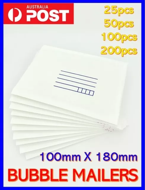 NEW Bubble Mailer 25-200pcs 100mmx180mm Padded Bag Envelope HQ AU FREE SHIPPING