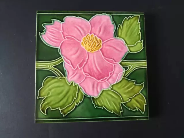 Antique art nouveau tile,majolica tile