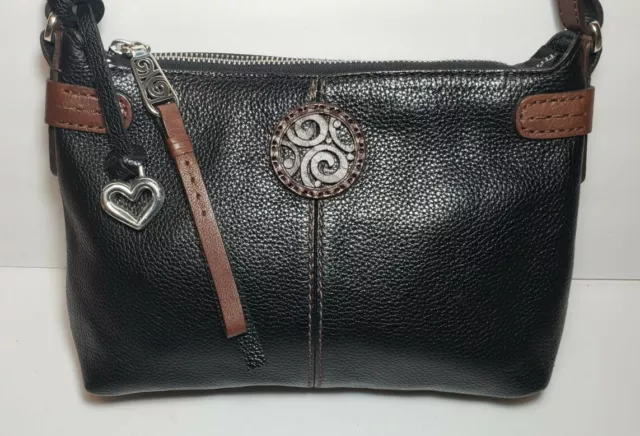 Brighton London Groove Issy Crossbody Messenger Black W/Brown Medallion