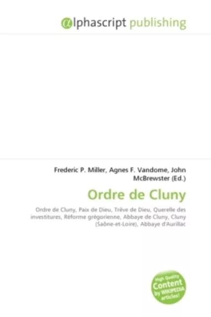 Ordre de Cluny Frederic P. Miller (u. a.) Taschenbuch Französisch