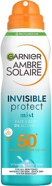 Garnier Ambre Solaire 50+ spray crema solare nebbia invisibile, asciugatura rapida,