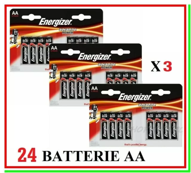 24 Batterie Pile Stilo AA ENERGIZER Alcaline Scadenza 2028 Spedizione Corriere 2