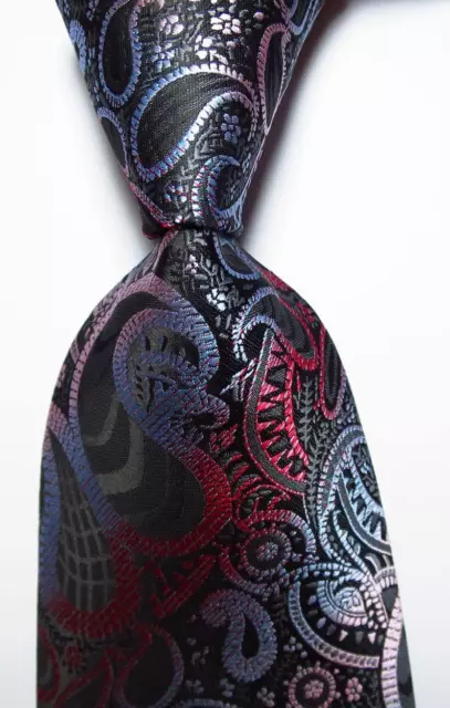New Classic Paisley Gray Red Blue Pink JACQUARD WOVEN Silk Men's Tie Necktie