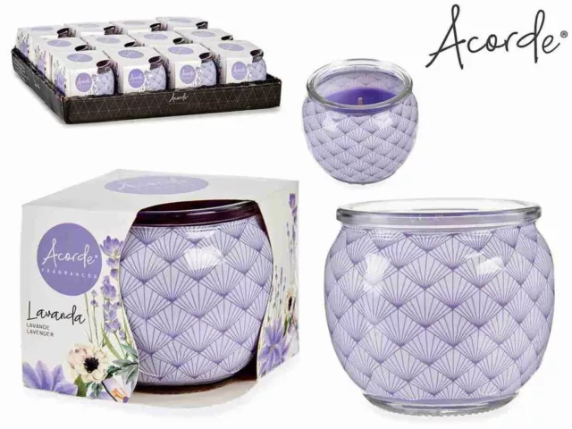 Set 12 Pièces Pot Verre Décoré Bougie Parfumée Lavande Dfh