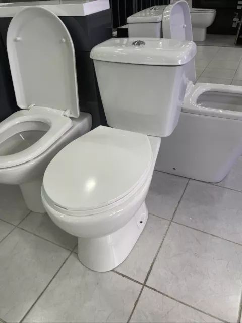 Nes Home Close Coupled Toilet Bathroom WC Pan, Toilet Seat & Cistern