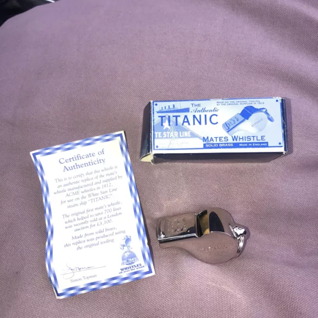 Authentic TITANIC Mate’s Whistle Solid Brass Made In England White Star Line