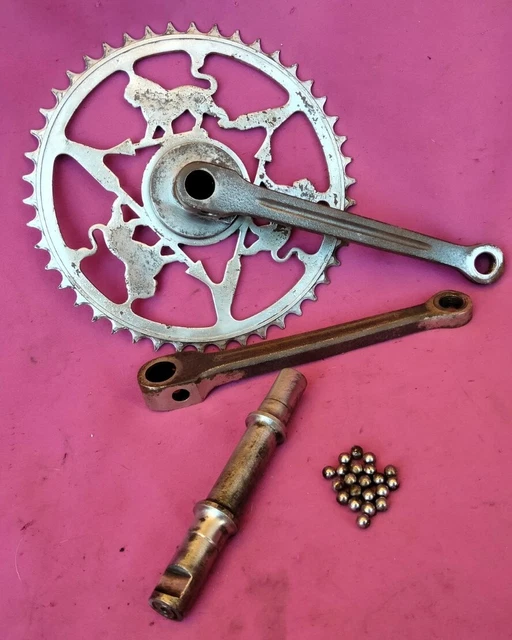 PÉDALIER ANCIEN VELO 1900 PEUGEOT 44T Old Bike Crankset Bici 175mm Bici