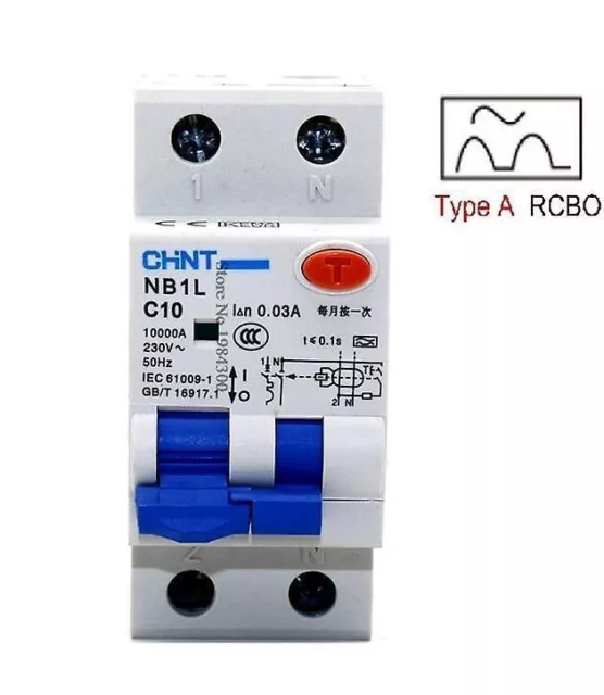 CHINT RCBO 10kA  10A 16A 20A  32A Circuit Breaker  2 Pole Type A NB1L