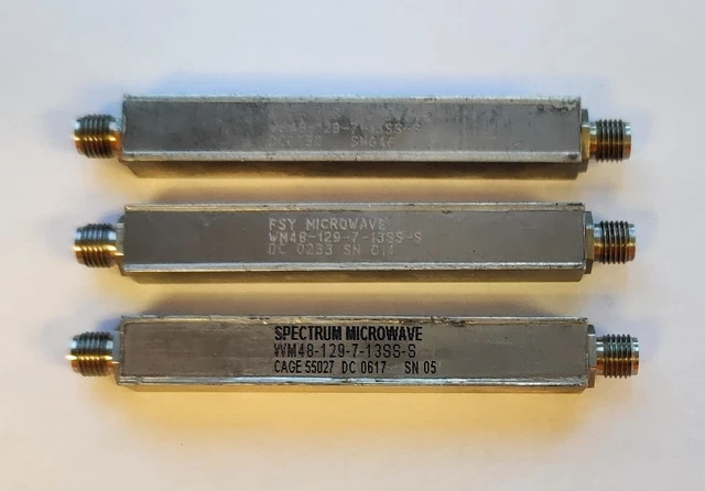 Lot of 3 Spectrum Microwave 20-129Mhz SMA Band Pass Filter WM48-129-7-13SS-S