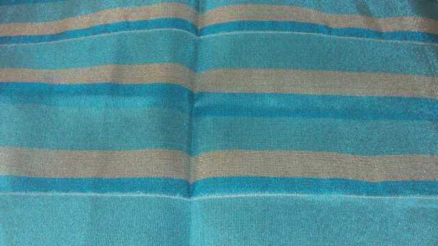 NIGERIAN Aso Oke Gele (Headtie) Aqua & Champagne Stripes - 1 Piece