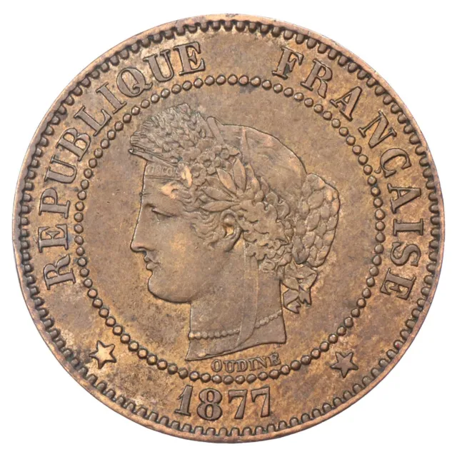 France 2 centimes Cérès 1877 A Paris TTB+ bronze F.109/2 Gad.105 KM.827 monnaie