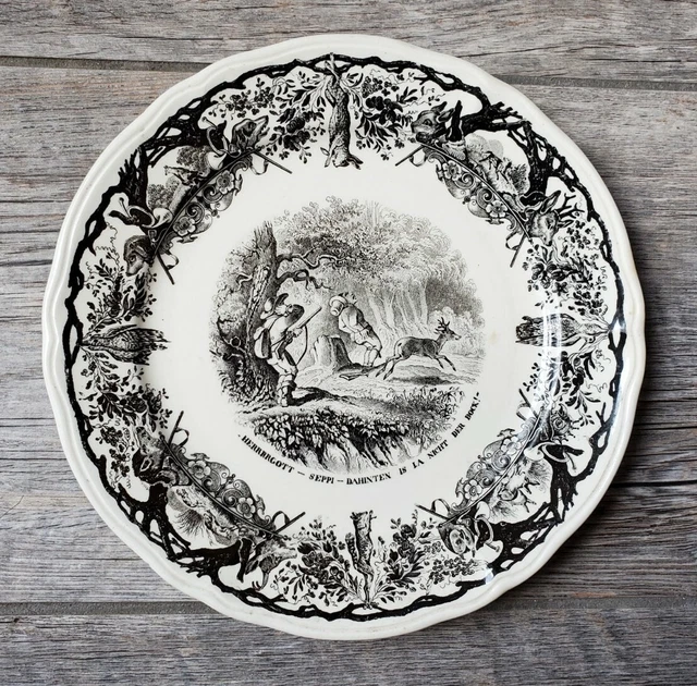 Vintage Villeroy & Boch Mettlach Saar Character Plate Humorous Hunting