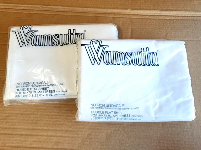 Vtg WAMSUTTA No Iron ULTRACALE Double Flat Sheet 81"x96" White - NEW - LOT of 2