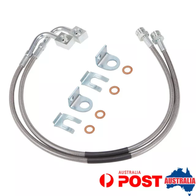 For 07-18 Jeep Wrangler JKOffroad 4-6" Lift Steel Braided Front Brake Line Pair