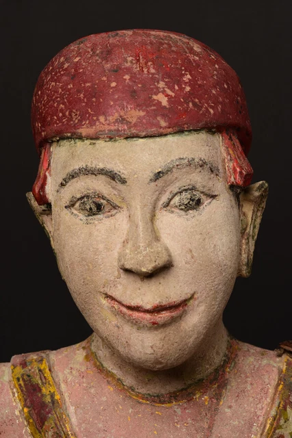 19th Century, Mandalay, Antique Burmese Wooden Standing Figure 2