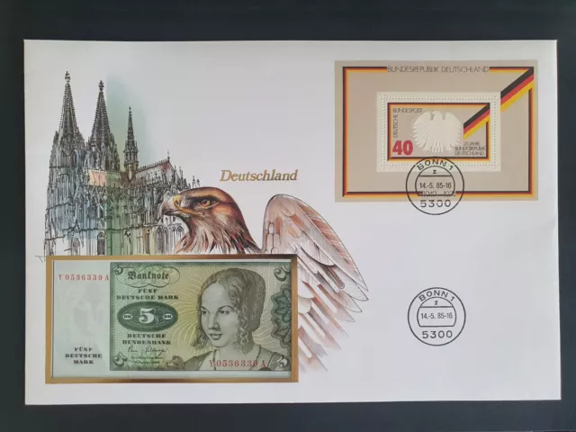 Banknotenbrief Deutschland BRD 5 DM unc. 1980 Y Ersatznote Austauschnote Kassenf