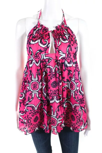 Milly Womens Pink Printed Halter Sleeveless Tunic Top Size 6