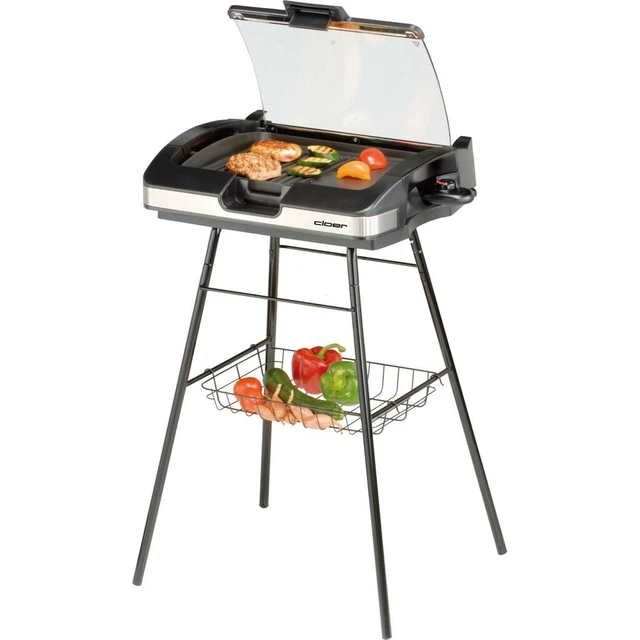 Cloer 6720 Barbecue-Grill mit Standfuß & Deckel schwarz NEU & OVP