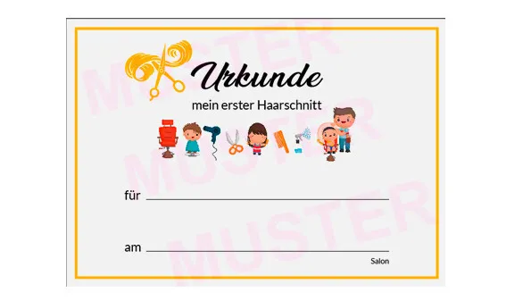 25 x Urkunden Friseur Kinder erster Haarschnitt