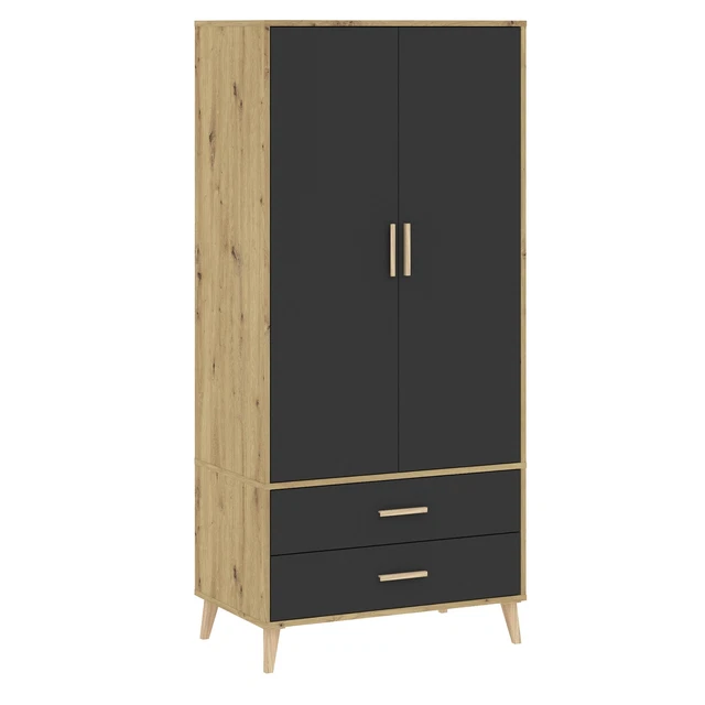 Austin Grey & Oak 2 Door 2 Drawer Wardrobe