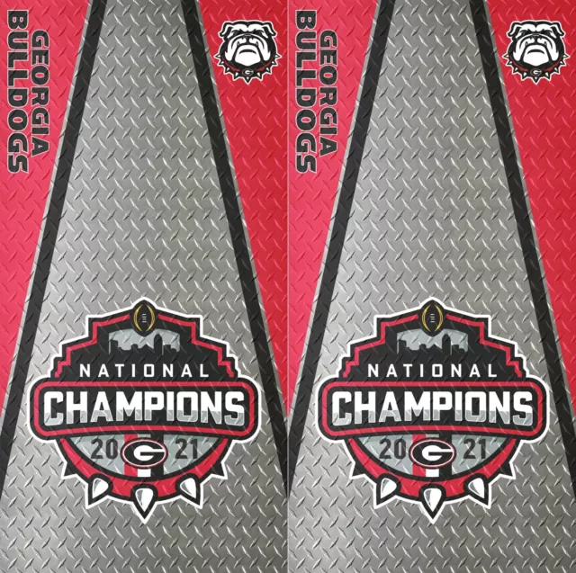 Georgia Bulldogs National Champions Cornhole Wraps Diamond Plate (Set)