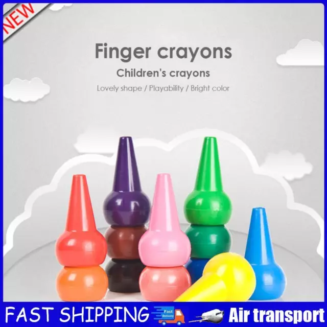 12pcs Non-toxic Children Safety Color Crayons Baby 3D Finger Art Supplies AU