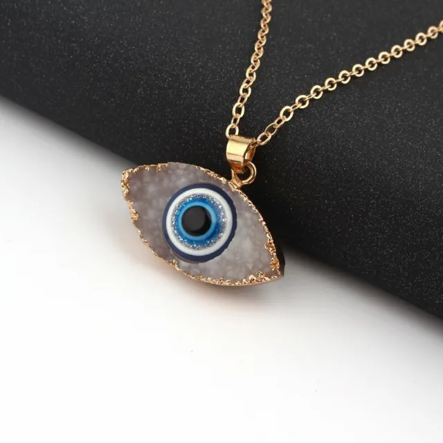 Fashion Resin Crystal Lucky Devil Eye Pendant Necklace Chain Women Jewelry Gifts