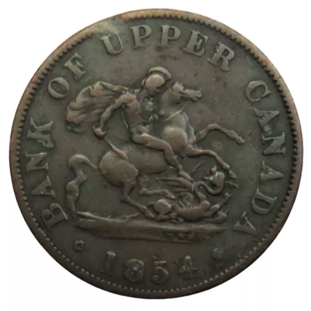 1854 Bank Of Upper Canada Halfpenny Token