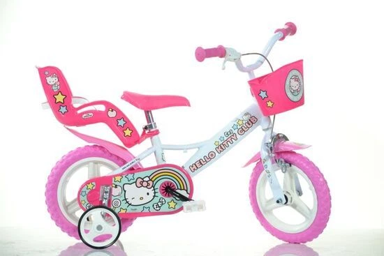 Dino Hello Kitty Kids Bike 12" Wheel Cycling Bicycle Single Speed White Pink