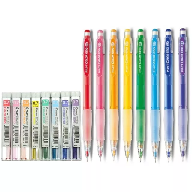 Pilot Color Eno 0.7mm Automatic Mechanical Pencil Set (8 Color Pencils & Leads)