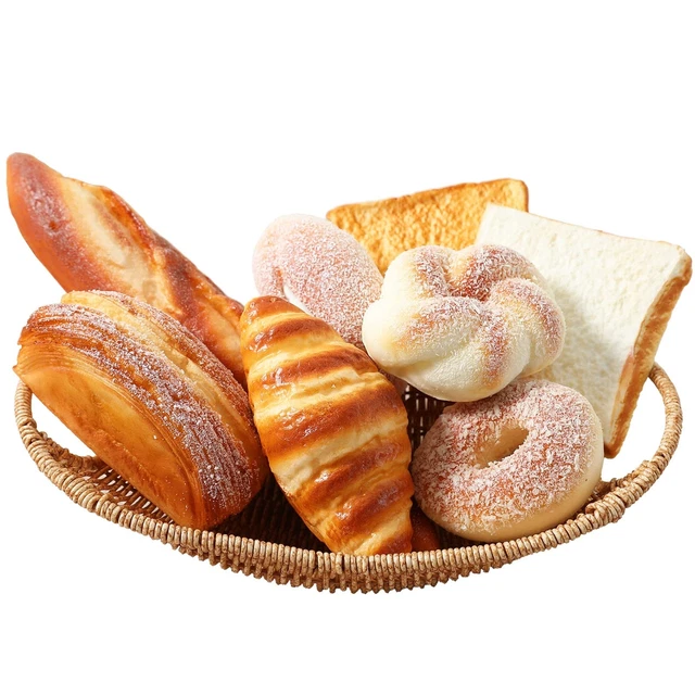 8pcs Artificial Bread Set, Realistic Fake Food for Display, Fake Bread for Deco