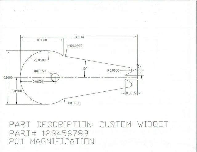 OPTICAL COMPARATOR CUSTOM Part Inspection Chart - North American Made ...