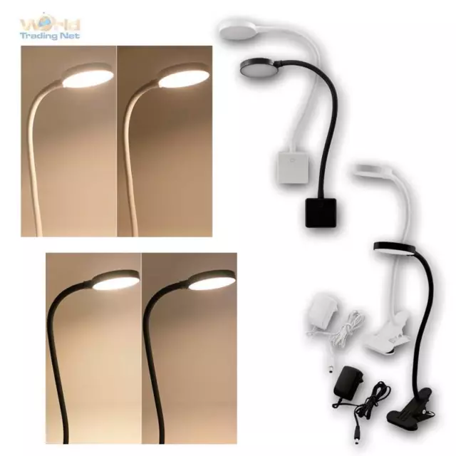 Luz de lectura LED regulable por pinza táctil o para enchufe lámpara de mesa