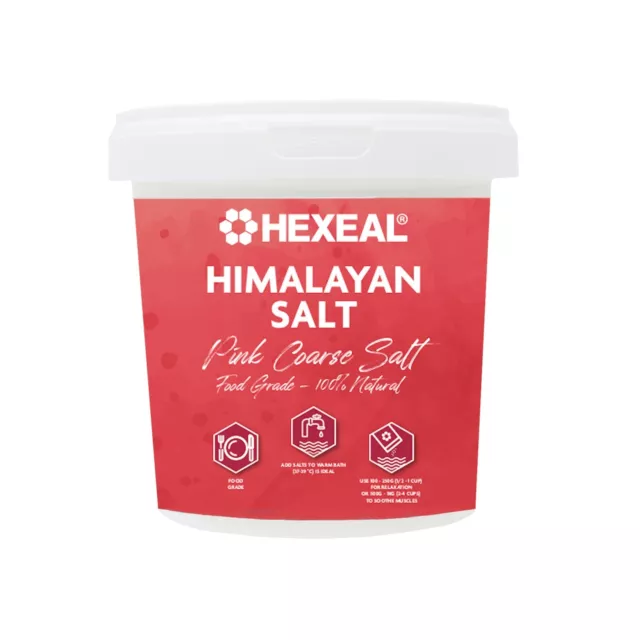Hexeal HIMALAYAN PINK SALT | 1kg Bucket | Coarse | 100% Natural | Food/Cosmetic