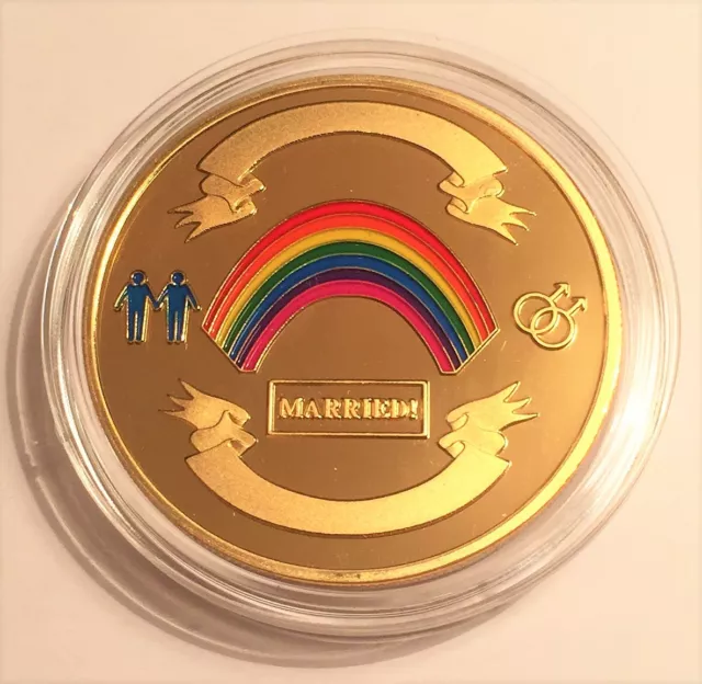 NEW: GAY MALE 1 oz Wedding Celebratory colour coin 999 24k Gold Plated